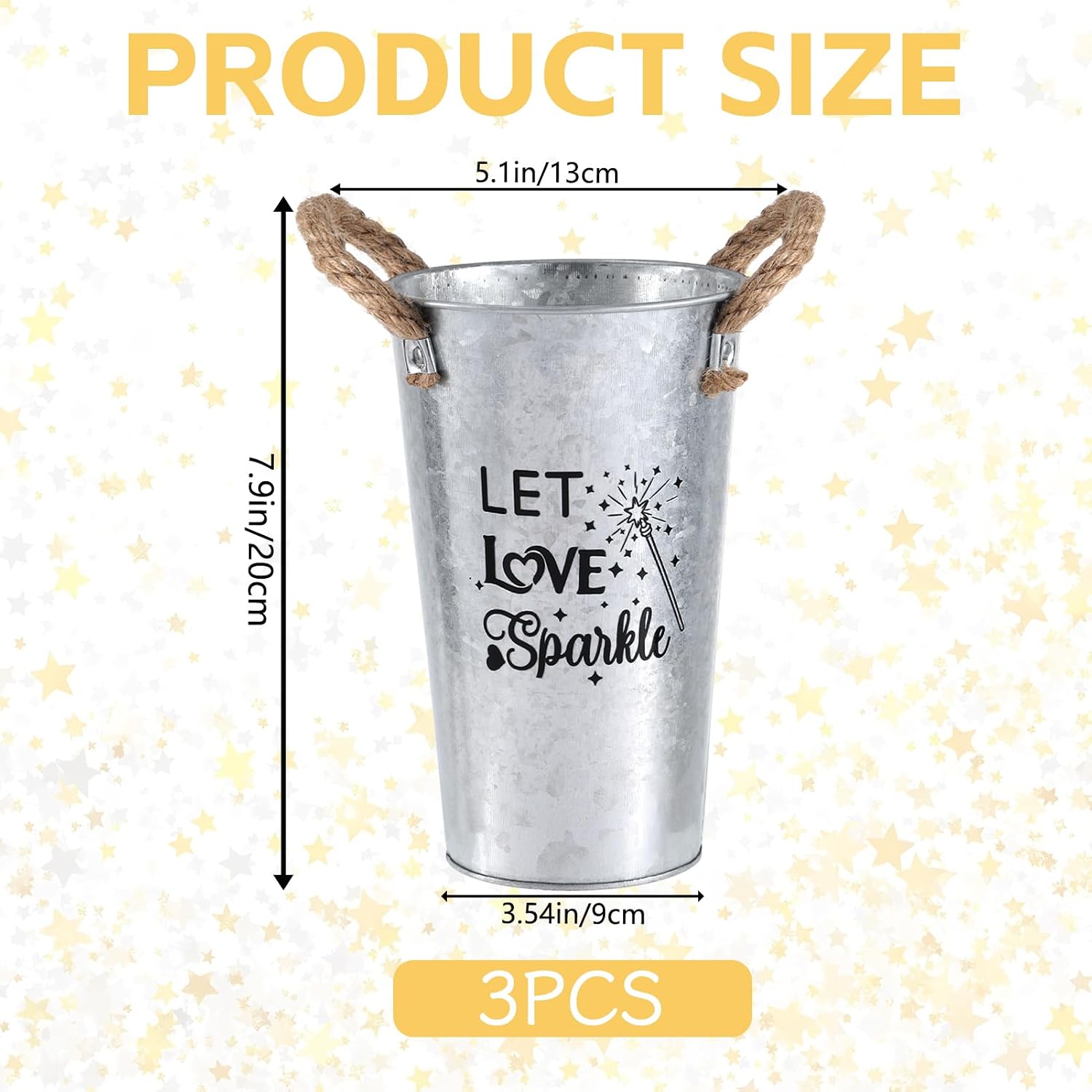 3 Pcs Wedding Sparklers Holder Galvanized Metal Buckets Let Love Sparkle Sparklers Wedding Send Off Buckets for Anniversary Engagement Bridal Shower Party Supplies, Excluded Sparkler