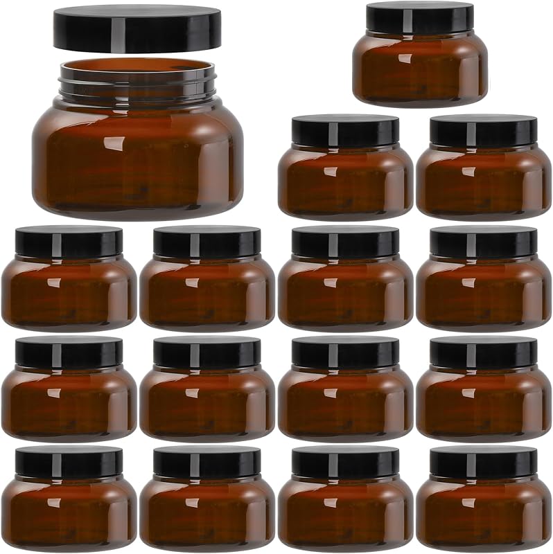 yarlung 16 frascos plásticos âmbar com tampa, 240 mL