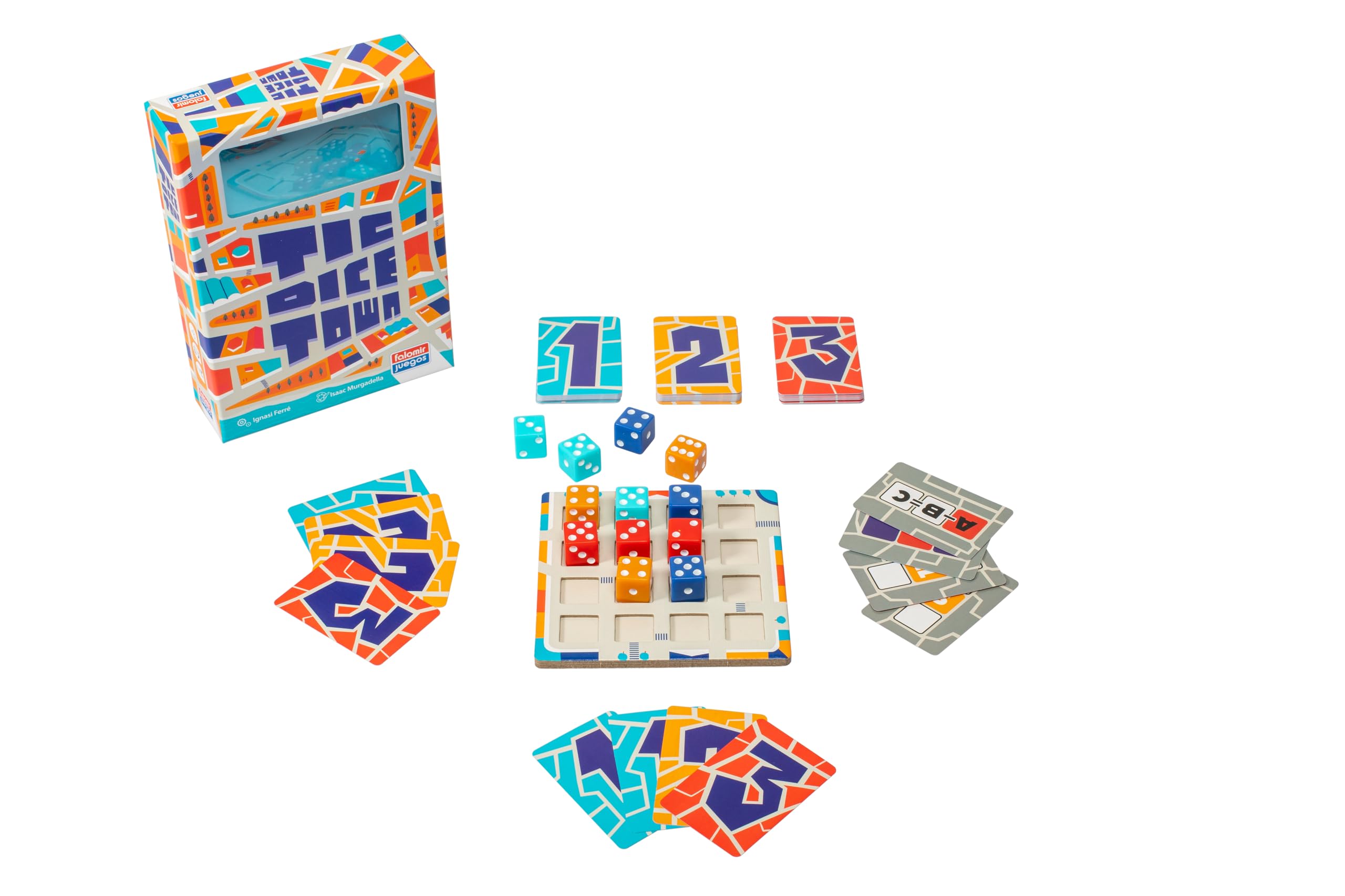Falomir - Tic Dice Town | Rywalizacyjna gra matematyczna | dla 2 do 4 Graczy (Wiek 8+)