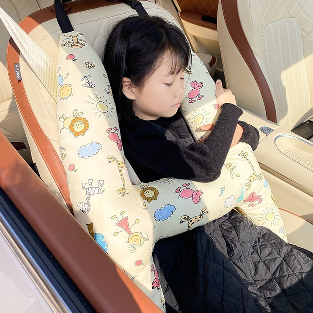 Kids Adults Car Travel Pillow Car Seat Head Support Neck Pillow Soft Head Body Car Seat Belt Pillow Cushion Safety Strap Cover Headrest Aircraft Car Travel Sleeping Pillow For Car Seat Airplane Train