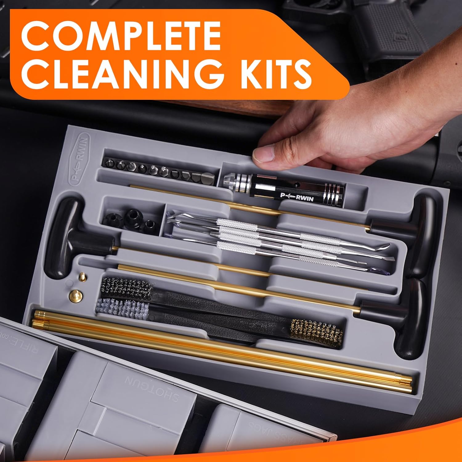 Universal Gun Cleaning Kit Deluxe for All Caliber Pistol Rifle Handgun Shotgun Hunting Cleaning Kits with All Brass Brushes, Rods, Jags, Screwdriver Set and high-end Aluminum Box - Image 5
