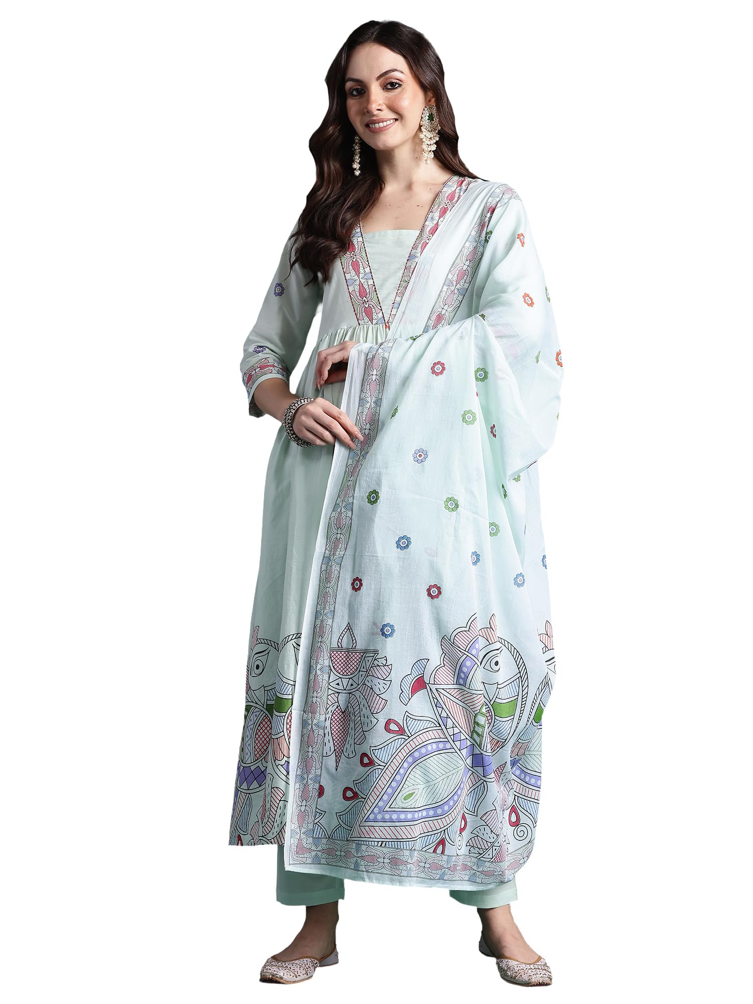 indo era Women Pure Cotton Kurta Set with Dupatta | Festive Suit Set, 10706-picture-44