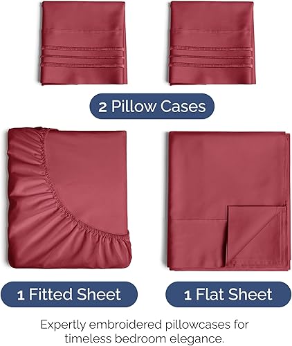 Vista 451 de Juego de sábanas de 4 piezas tamaño king, extrasuaves, transpirables y refrescantes con esquinas profundas, sábanas de fácil ajuste y sin arrugas