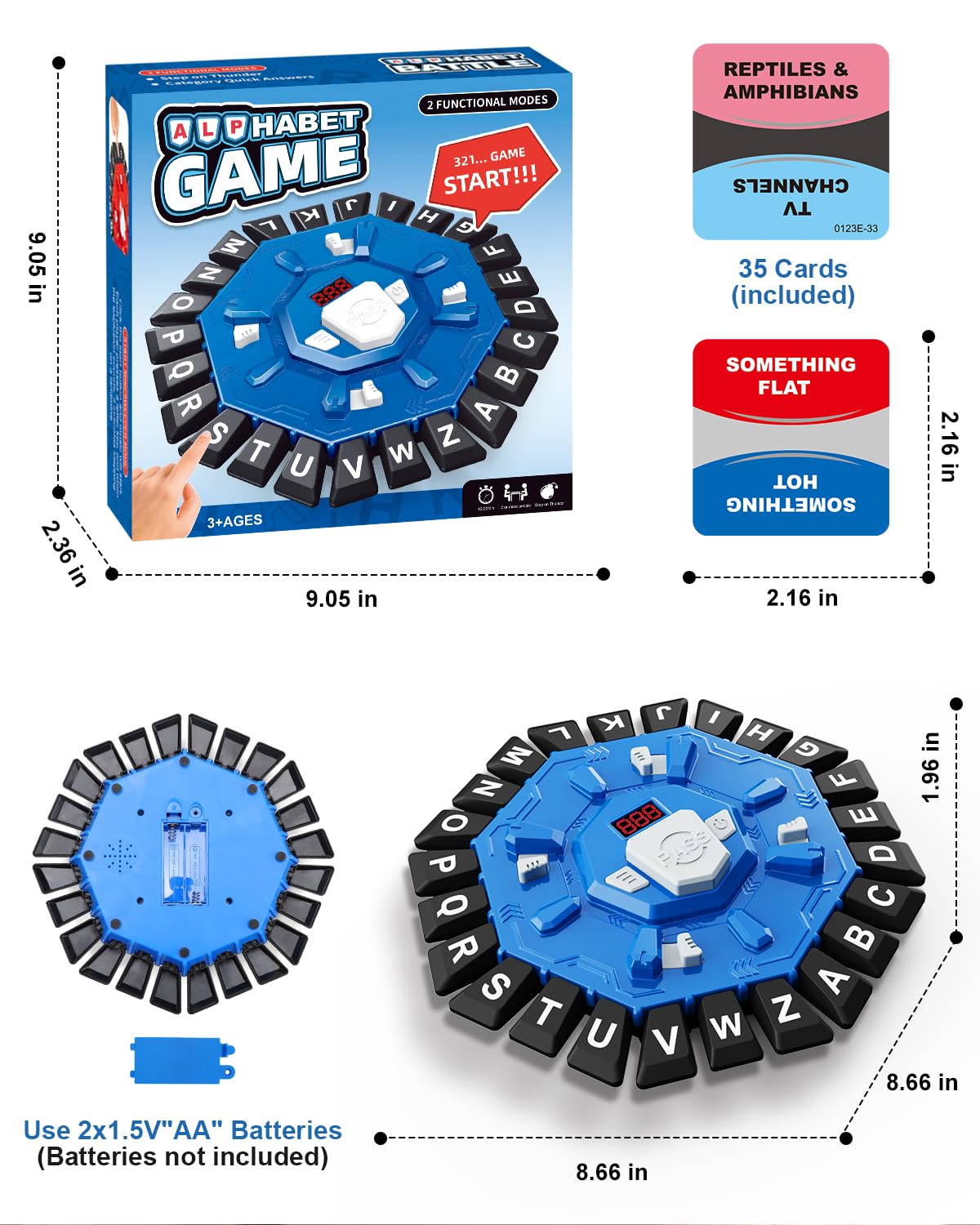 Wortspiel Familien-Brettspiele mit Anzeige-Timer und 2 Modi, 24 Buchstaben-Quetsch-Spiele, Lern-Wortspiel für Kinder und Erwachsene, 2-8 Spieler