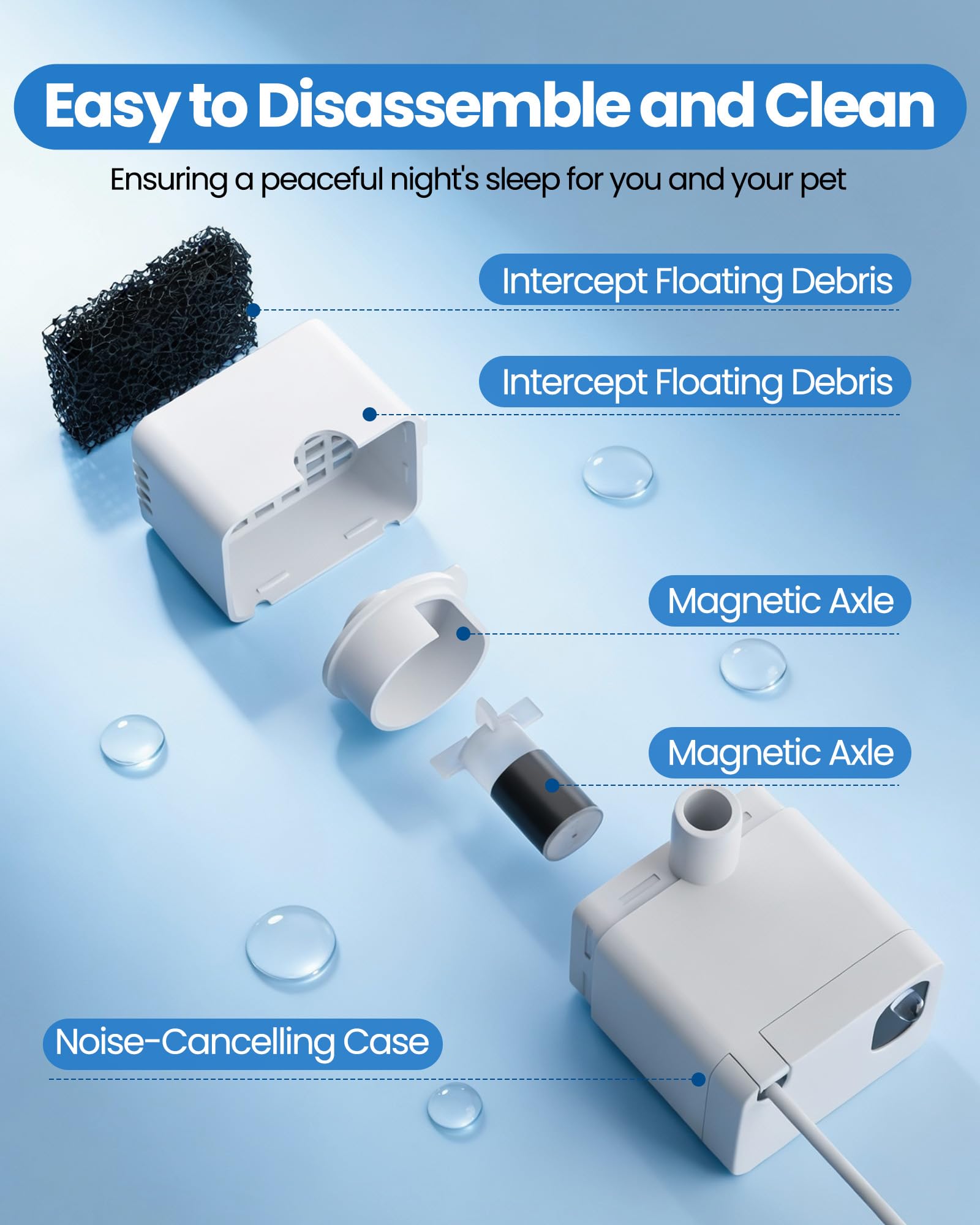 Cat Water Fountain Replacement Pump - Quiet Pet Water Fountain Pump for Wireless Cat Water Fountain Stainless Steel, Battery Operated Cat Water Fountain Cordless - image 4