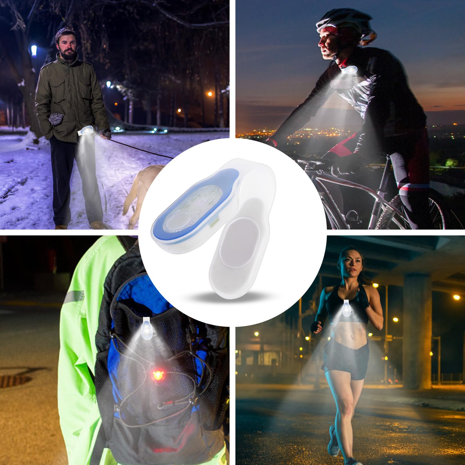 RANJIMA Luz nocturna de enfermería: 2 unidades de lámpara LED con clip, mini linterna recargable por USB, linterna con clip en la ropa, luz de seguridad LED, mochila escolar