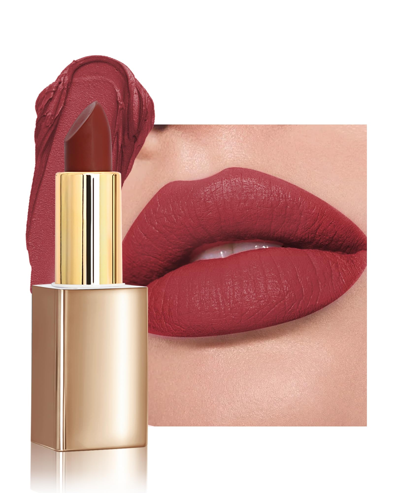 Ruby Red Matte Velvet Lipstick, Long Lasting Waterproof Lip Gloss for Women 03 Ruby Red