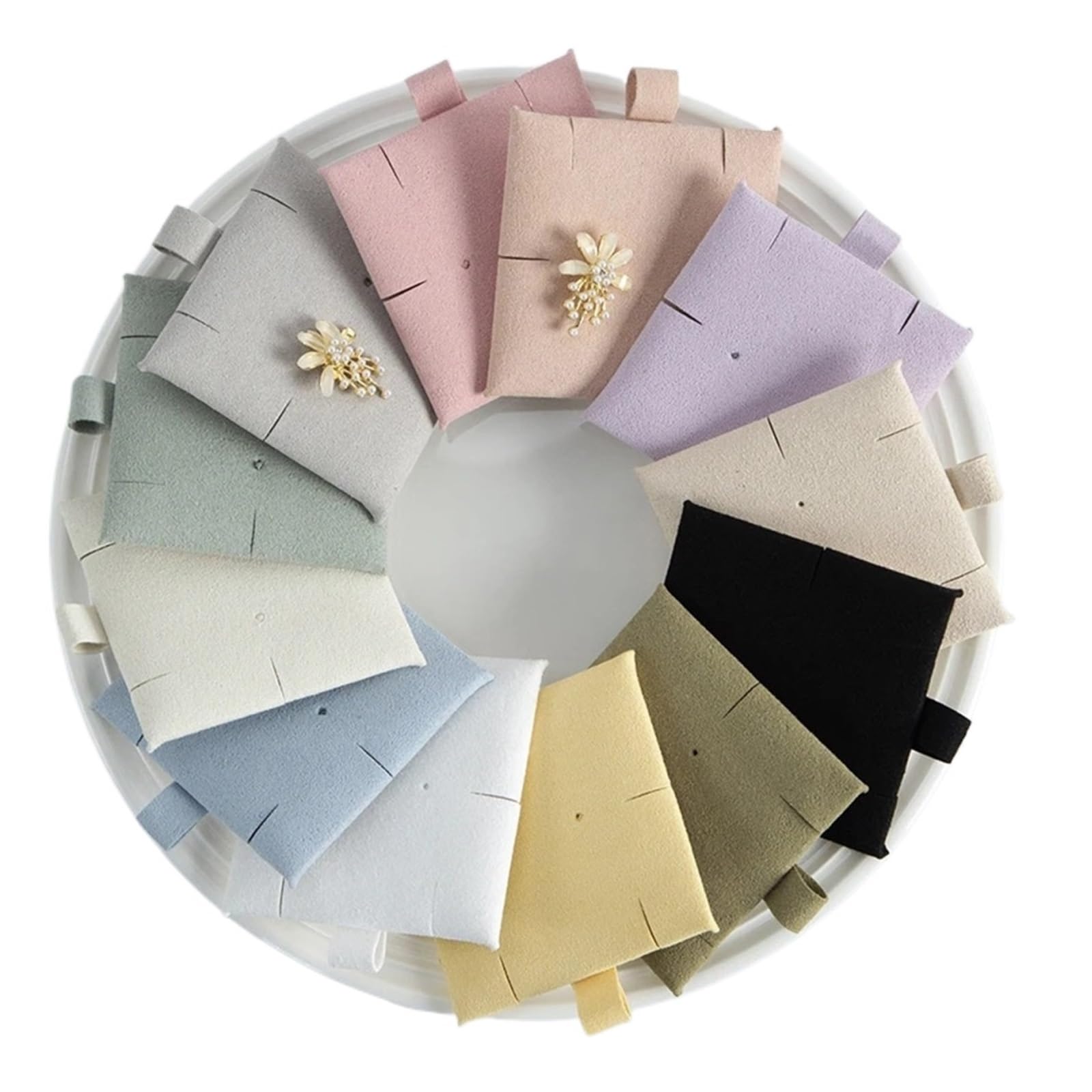 Earrings Necklace Display Cards, Kraft Earring Display Cards 15pcs 6x6cm with Velvet Pouch(Color4)