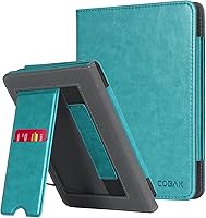 Vista 43 de CoBak - Funda para Ereader de piel sintética duradera con función de apagado y encendido automático, ranura para tarjetas y correa para la mano - Se