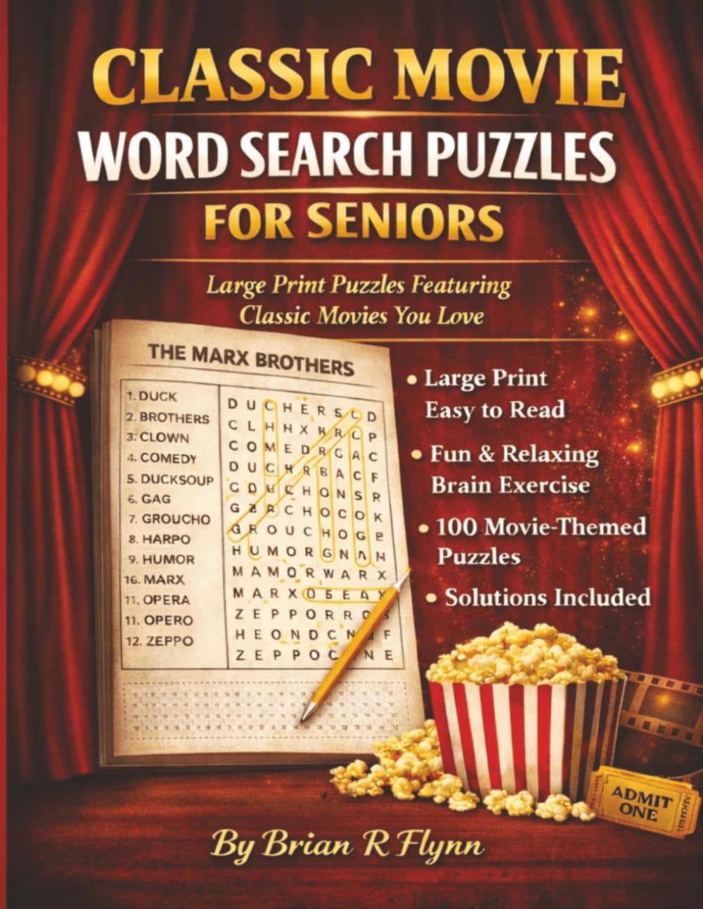 Classic Movie Word Search Puzzles for Seniors: Large Print Puzzles Featuring Legendary Film & Hollywood Favorites