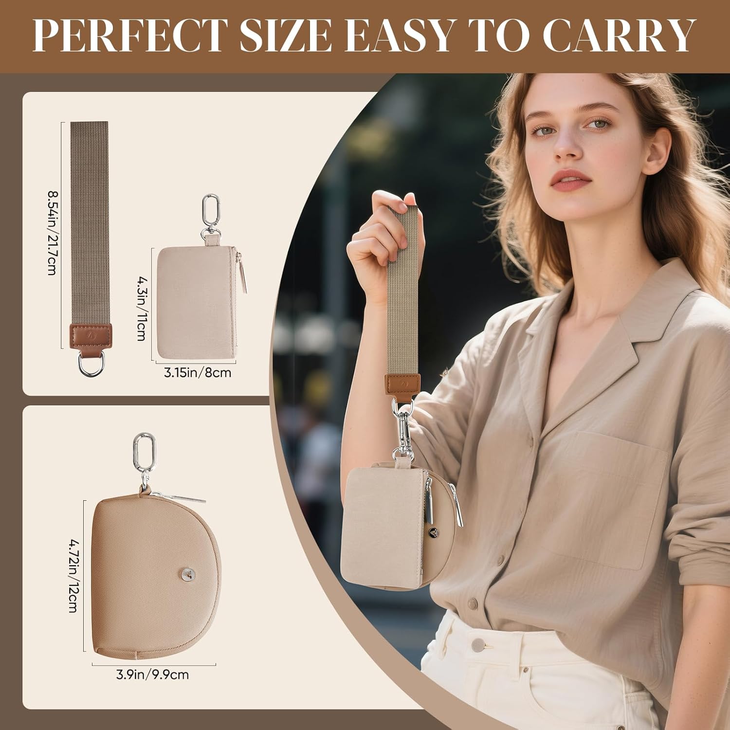 KeyChain Wallet Wristlet Wallets For Women Mini Zip Dual Pouch Wristlet - Image 2