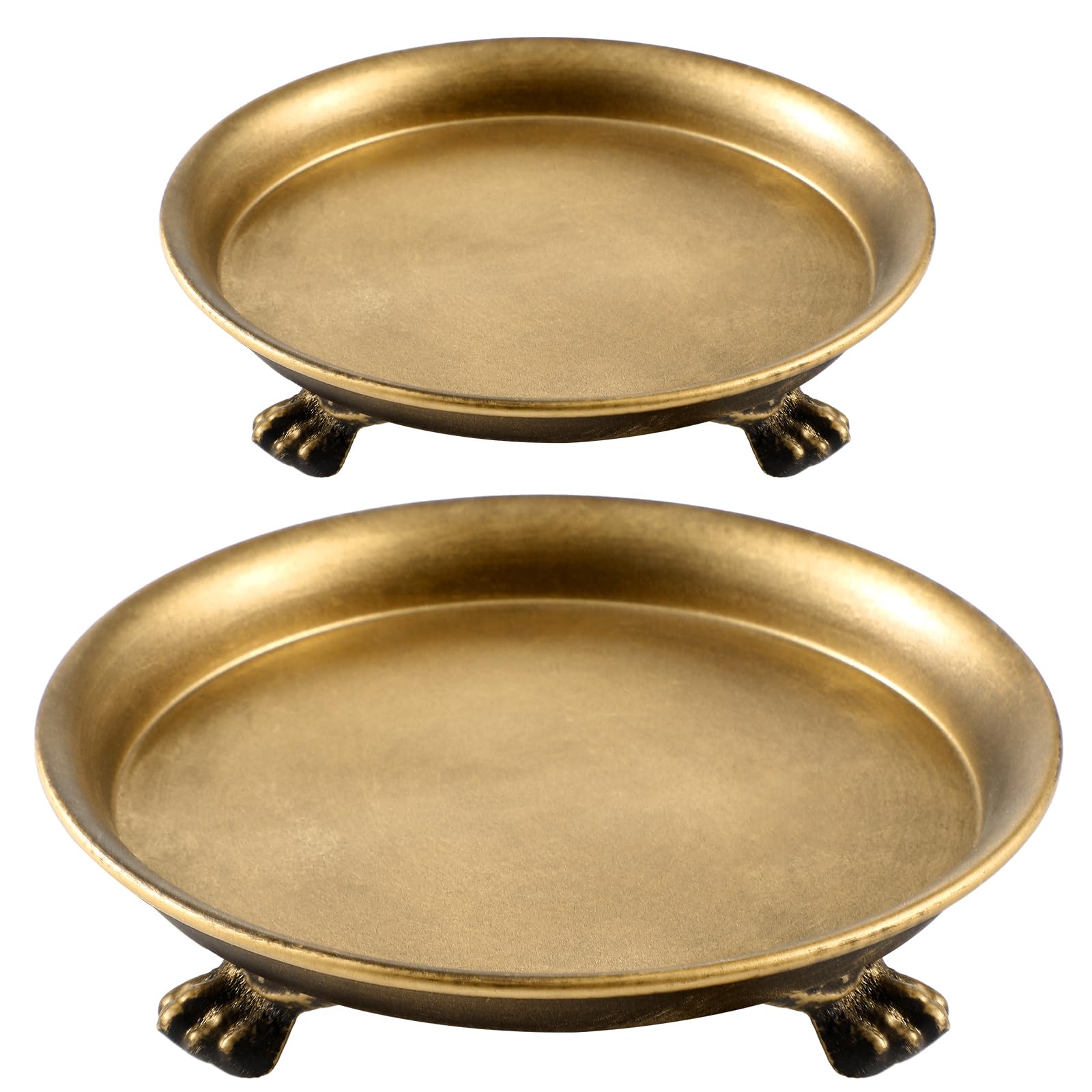 Zonon 2 Stück Messing-Kerzenschale mit Krallenfuß-Kerzenschale, Metall, antiker Sockel | Tablett mit Fuß für Kerzen, Stumpenkerzenhalter, für Heimdekoration, Schmuckhalter, Spa, Hochzeiten, Ringschale