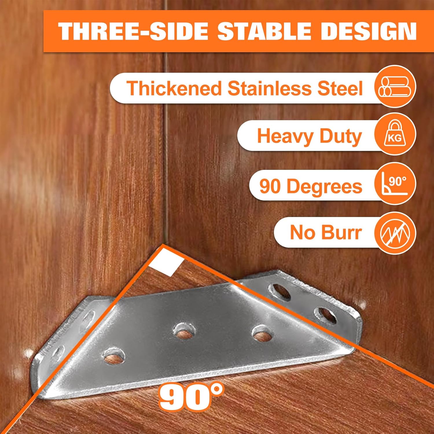 20 Pack Universal Stainless Steel Furniture Corner Connector with Screws & Screwdriver, Triangle Support Frame, Trapeziform Angle Bracket, Corner Bracket Support for Shelf Cabinet Table Chair