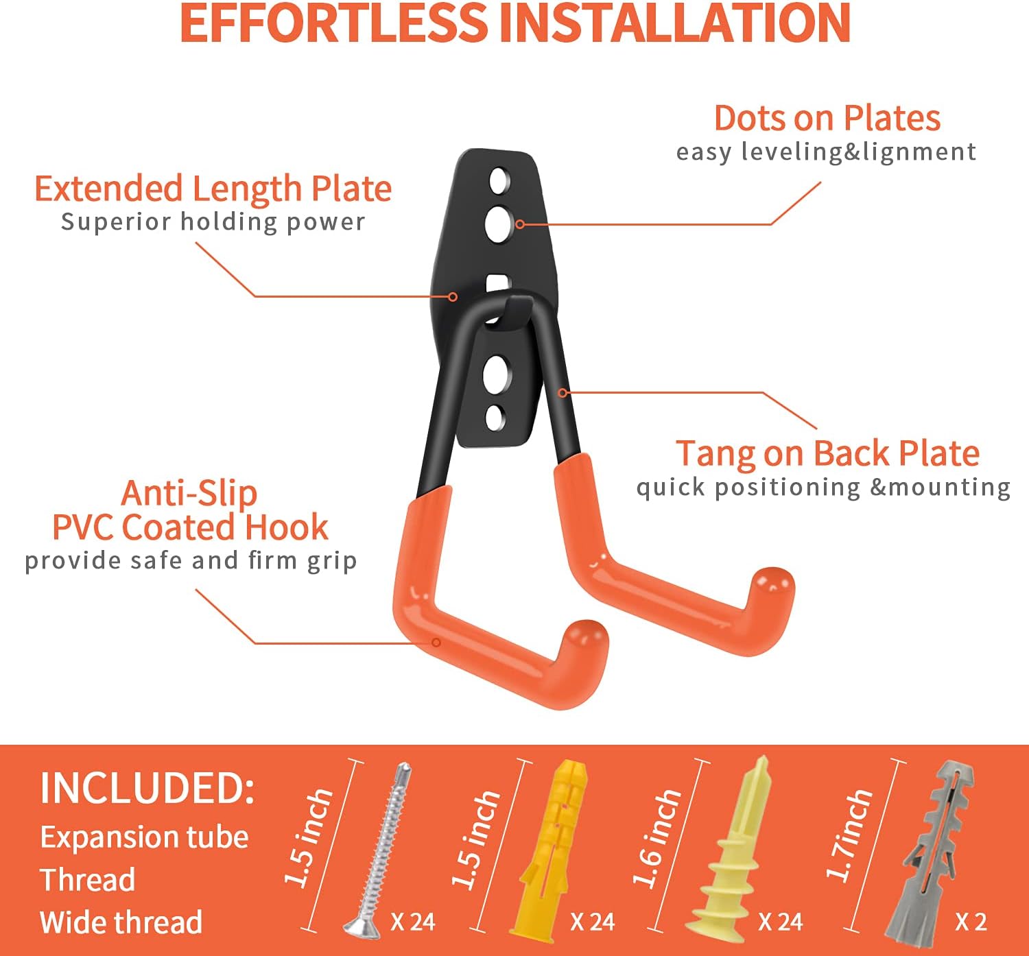 Garage Hooks, 19 Pack Heavy Duty Garage Storage Hooks Steel Tool Hangers for Garage Wall Mount Utility Hooks and Hangers with Anti-Slip Coating for Garden Tools Organizer, Ladders, Bikes, Bulky Items - - 
