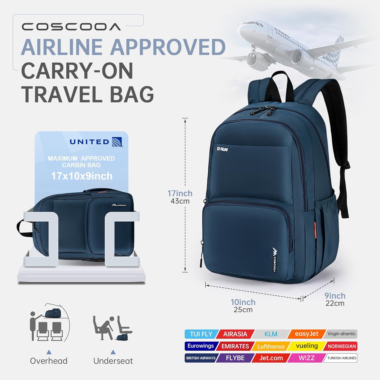 17x10x9 Personal Item Bag United...