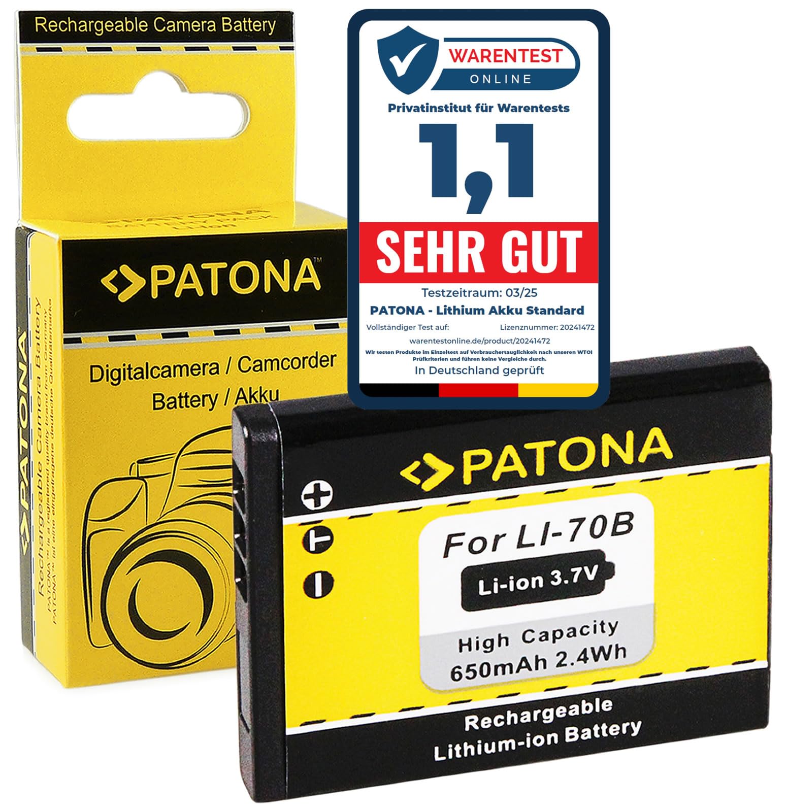 PATONA Akumulator do Olympus Li-70b Li70b VG130 VG140 500mAh | Akumulator zamienny do VG-110 VG-120 VG-130 VG-140 VG-150 VG-160 FE-4020 FE-4040 FE-5040 X-940, 100% zgodny z oryginałem