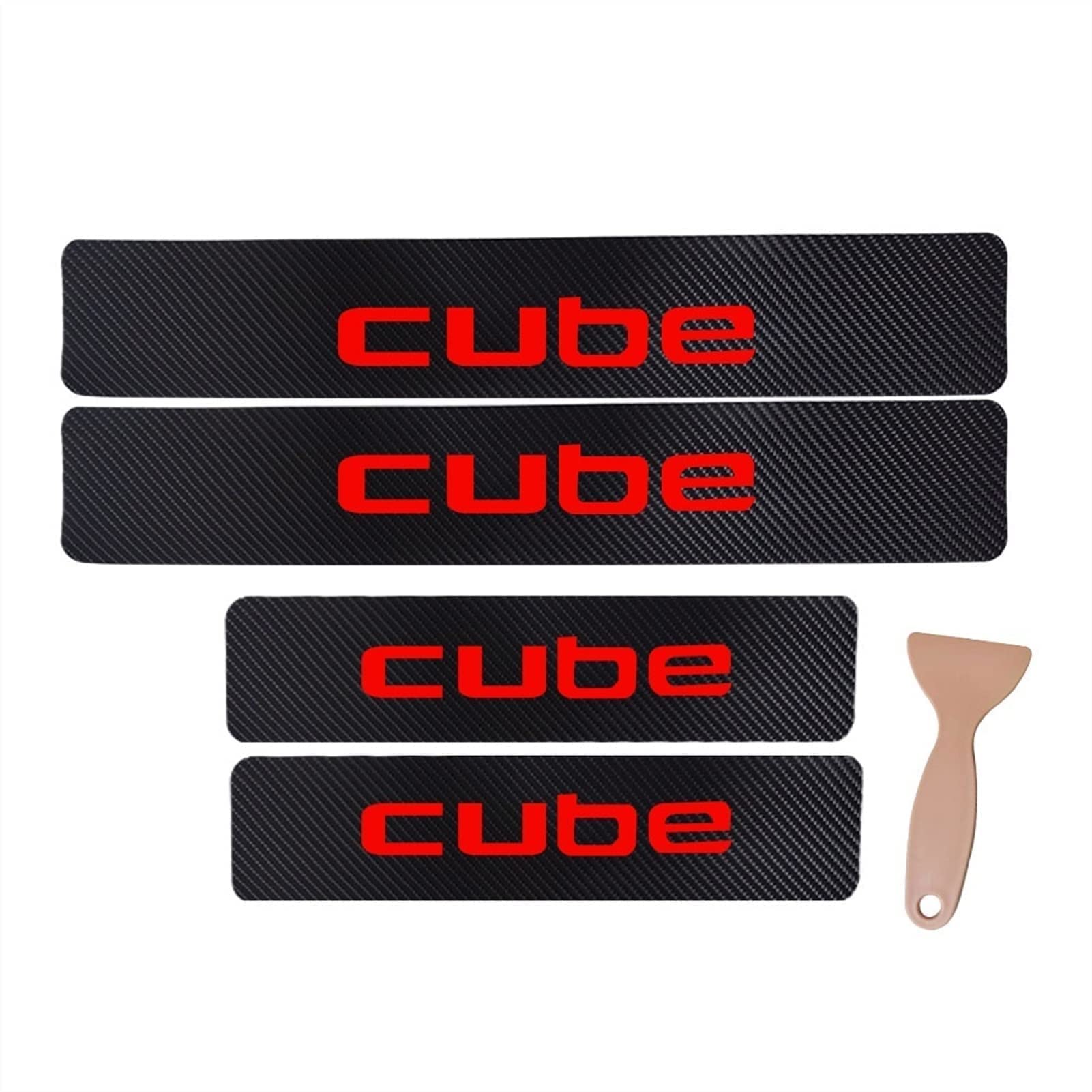 EAGLEG 4pcs Anti Scratch Car Door Stickers, Carbon Fiber Door Sill Protector Scuff Plate Guard Car Decorative Styling Accessories for NIS-san Cube,Red