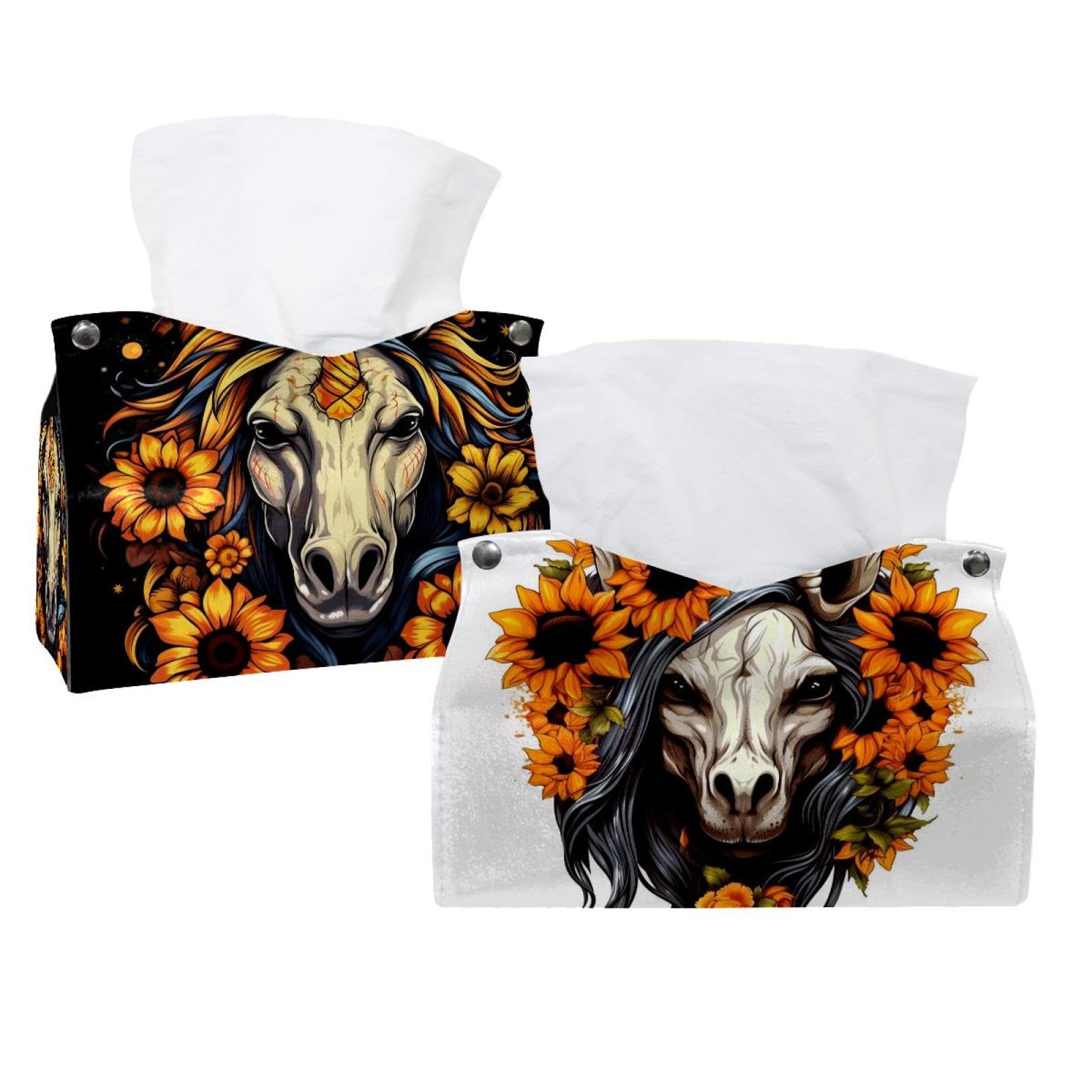 Boîte à mouchoirs licorne crâne lot de 2 pour hôtel et restaurant