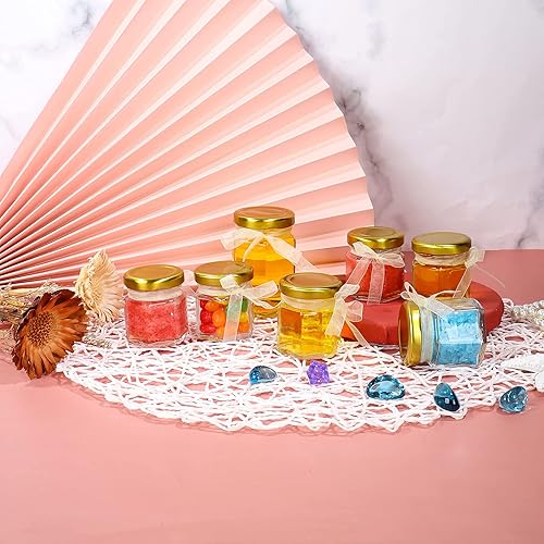 Miniatura 7 de BIGIVACA Tarros hexagonales de vidrio de 3 onzas con tapas doradas. Juego de 30 tarros de 3.0 fl oz para mermelada de especias, gelatina, recuerdos