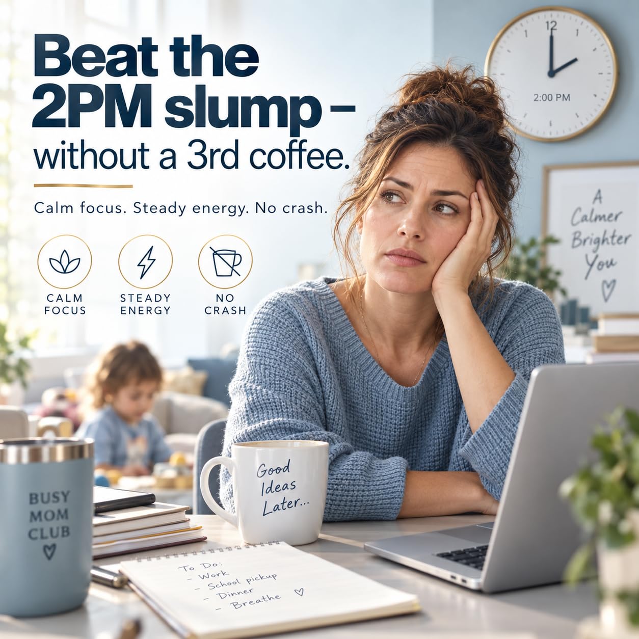 Calm Energy for Women 30+ & Busy Moms – No Jitters, No Crash Energy & Focus Supplement – KSM-66 Ashwagandha, L-Theanine 200mg & Natural Caffeine 100mg, Methyl B12 – Vegan, 60 Capsules — Amazon image 2