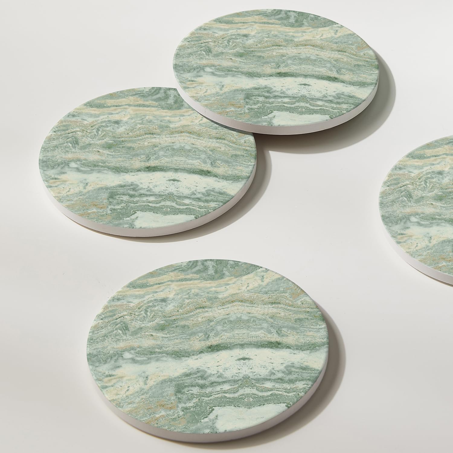 Set Of 6 Mix Color Abstract Onyx Marble Coasters With Holder Absorbent Ceramic Coasters For Drinks Coasters With Cork Backing For Table Protection Home Decor Coffee Table Decor - View #5