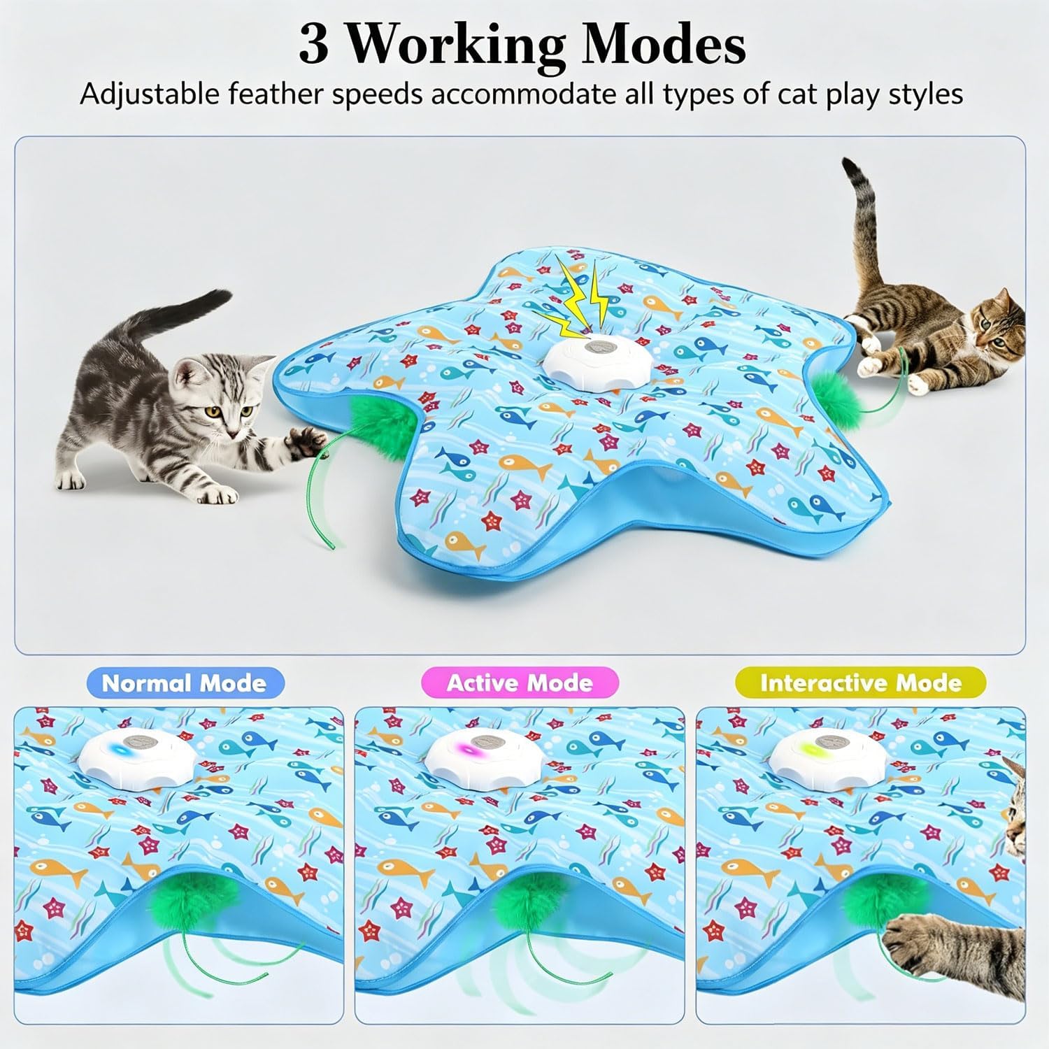 Juguete interactivo para gatos, ratón automático para esconderse y buscar con cola de pluma, sonidos chirriantes, activado por movimiento, recargable por USB para gatos de interior, alivio del