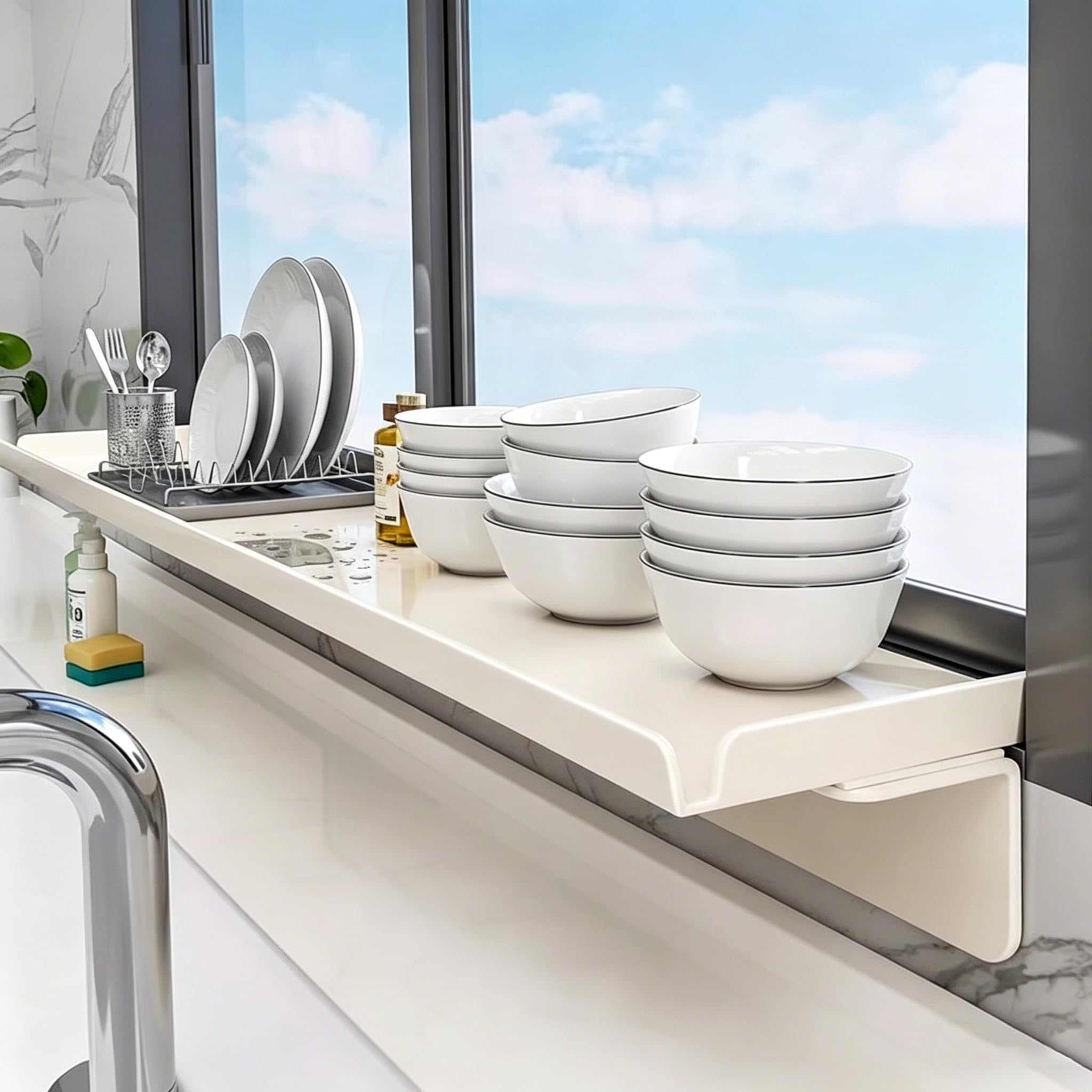 Panneau d'extension pour rebord de fenêtre de cuisine et plantes