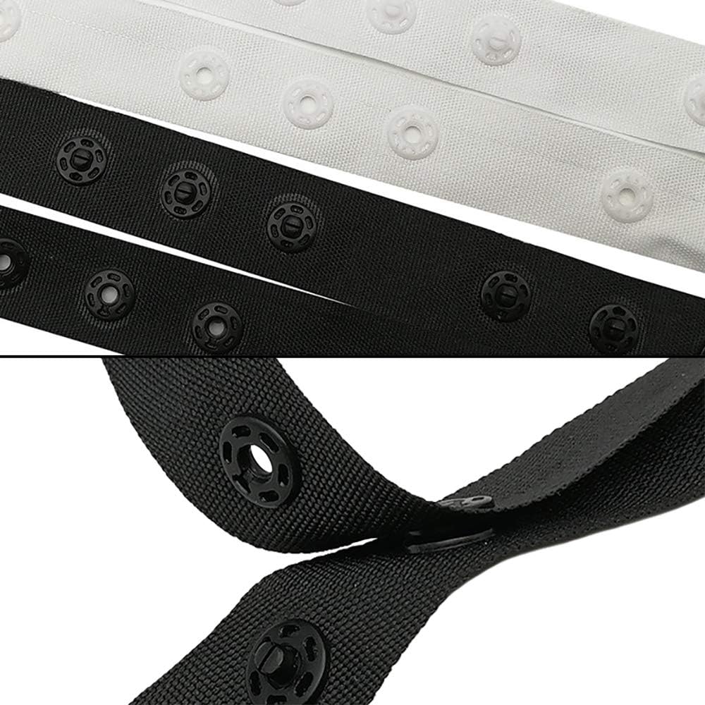 50 Yards Snap Ribbon Plastic Button Tape Polyester Sewing Fasteners Interlocking Tape-Black-18x18mm