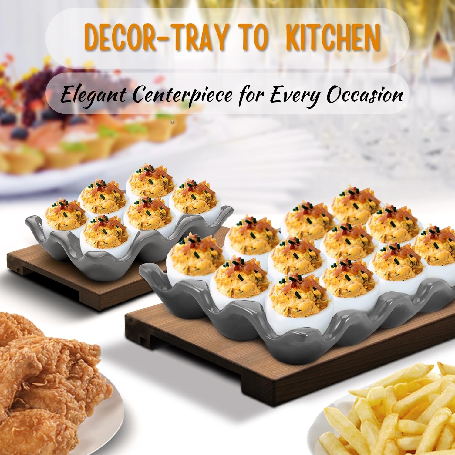 Flexzion 12 + 6 Cups Ceramic Egg Holder for Fridge - Image 2