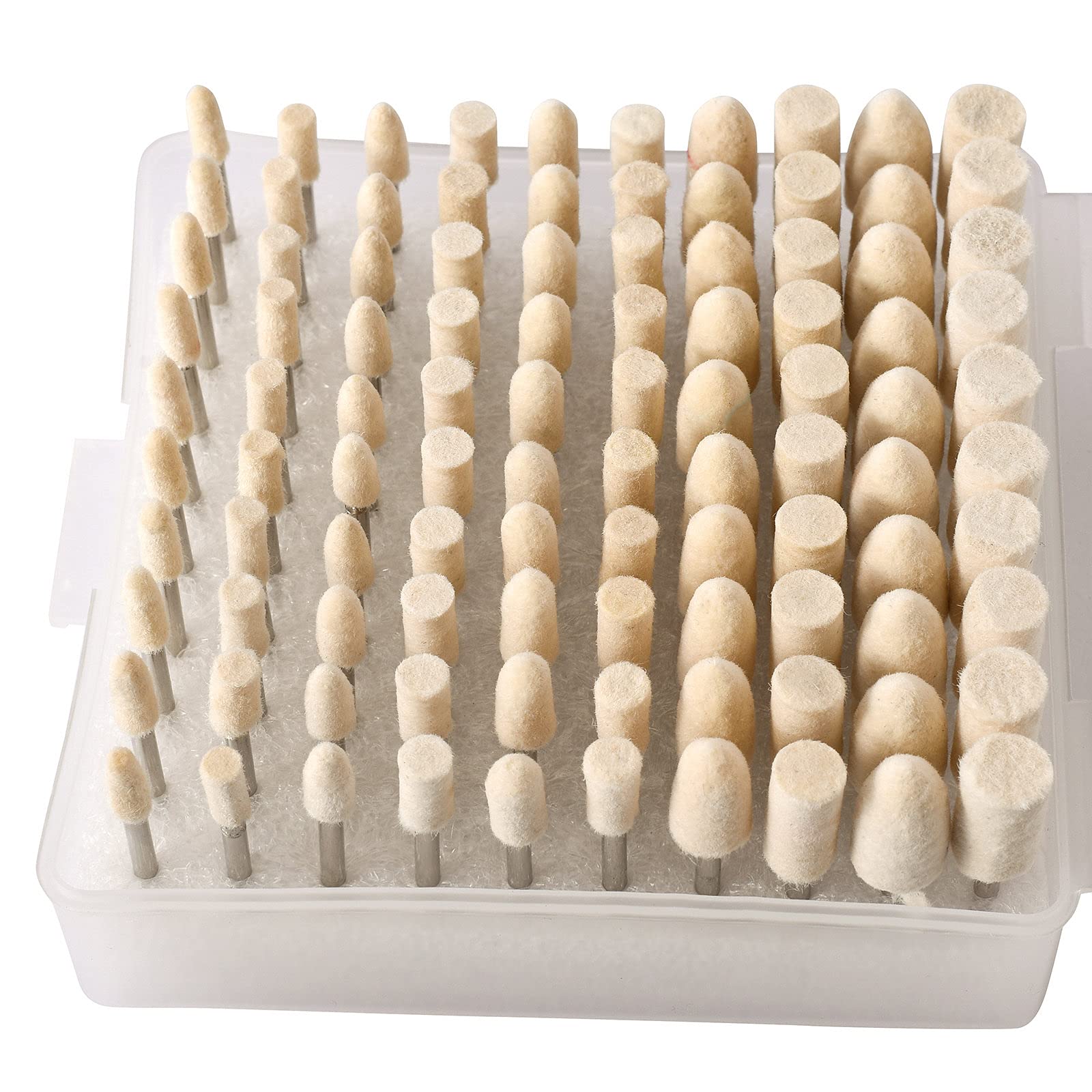 Ettonsun 100Pcs Polishing Buffing Wheel Wool Felt Mandrel Ed Grinding Bits Grinder Heads With 5 Kinds Of Material For Dremel Rotary Tool Accessories Drill Tools Attachment 1 8 Inch Shank - View #5