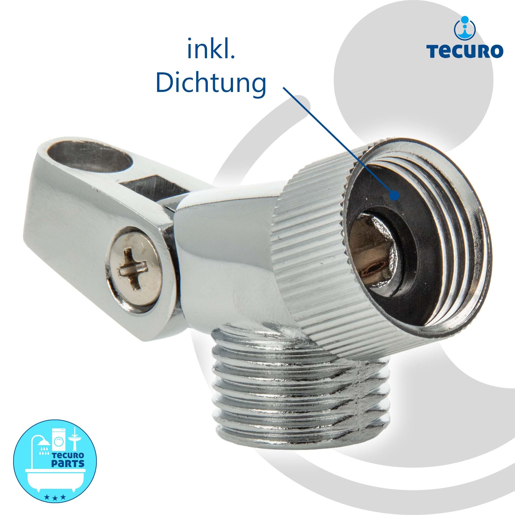 Tecuro 66117 Element Przegubowy Kątowy Uchwyt do Drążków Prysznicowych i Węży Chrom