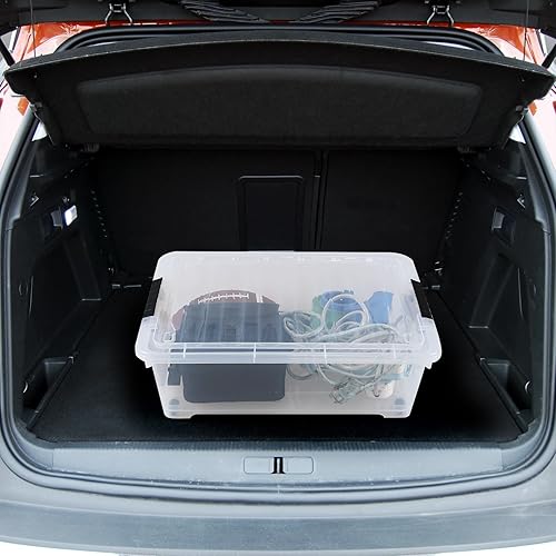 Miniatura 5 de Lesbin Contenedores apilables de plástico debajo de la cama de 20 cuartos de galón con tapa, juego de 4 contenedores de almacenamiento con pestillo