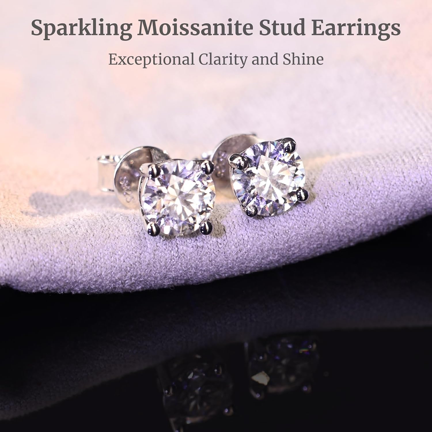 Moissanite Earrings, Diamond Stud Earrings for Women 1-3 CT 18K White Gold Plated/S925 Sterling Silver Earring for Men, Lab Grown Hypoallergenic Jewelry - Image 4