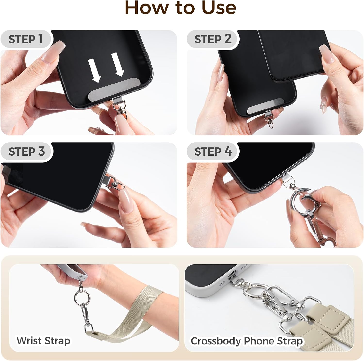 Tiostep Clip and Go Strap for Phone with Wallet Crossbody Phone Lanyard Adjustable and Detachable Clear Bag with Zipper Pouch for Stadium Events and Concert