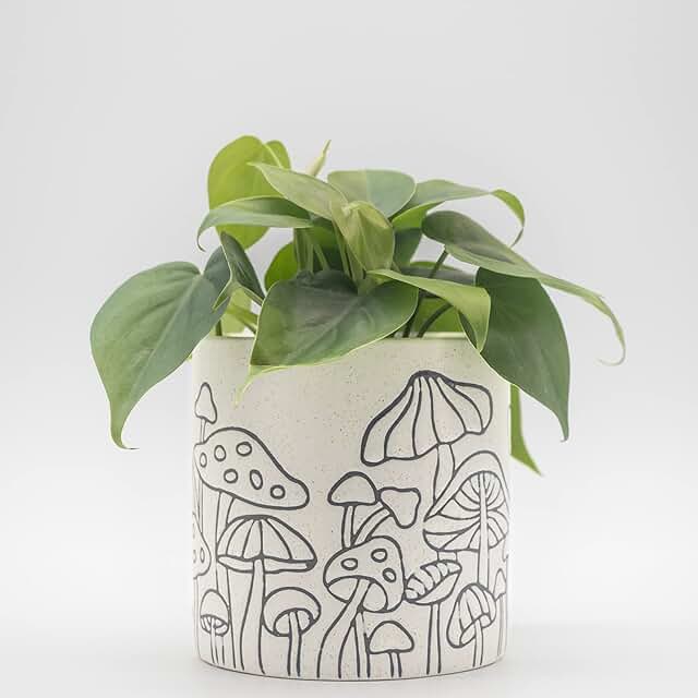 30+ Vintage Ceramic Mushroom Decor Inspirations For Retro Homes 12 BASE ROOTS Mushroom Planter, Speckled White, Indoor/Outdoor, Holds Small...