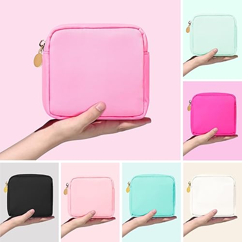 Miniatura 4 de SOIDRAM Pequeña bolsa de maquillaje bolsa de viaje, bolsa de aseo rosa claro, organizador de maquillaje, bolsa de nailon, bolsa de preparación