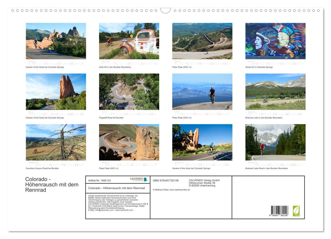 Colorado - Höhenrausch mit dem Rennrad (Wandkalender 2026 DIN A2 quer), CALVENDO Monatskalender: Rennradtouren auf den Straßen der Rocky Mountains