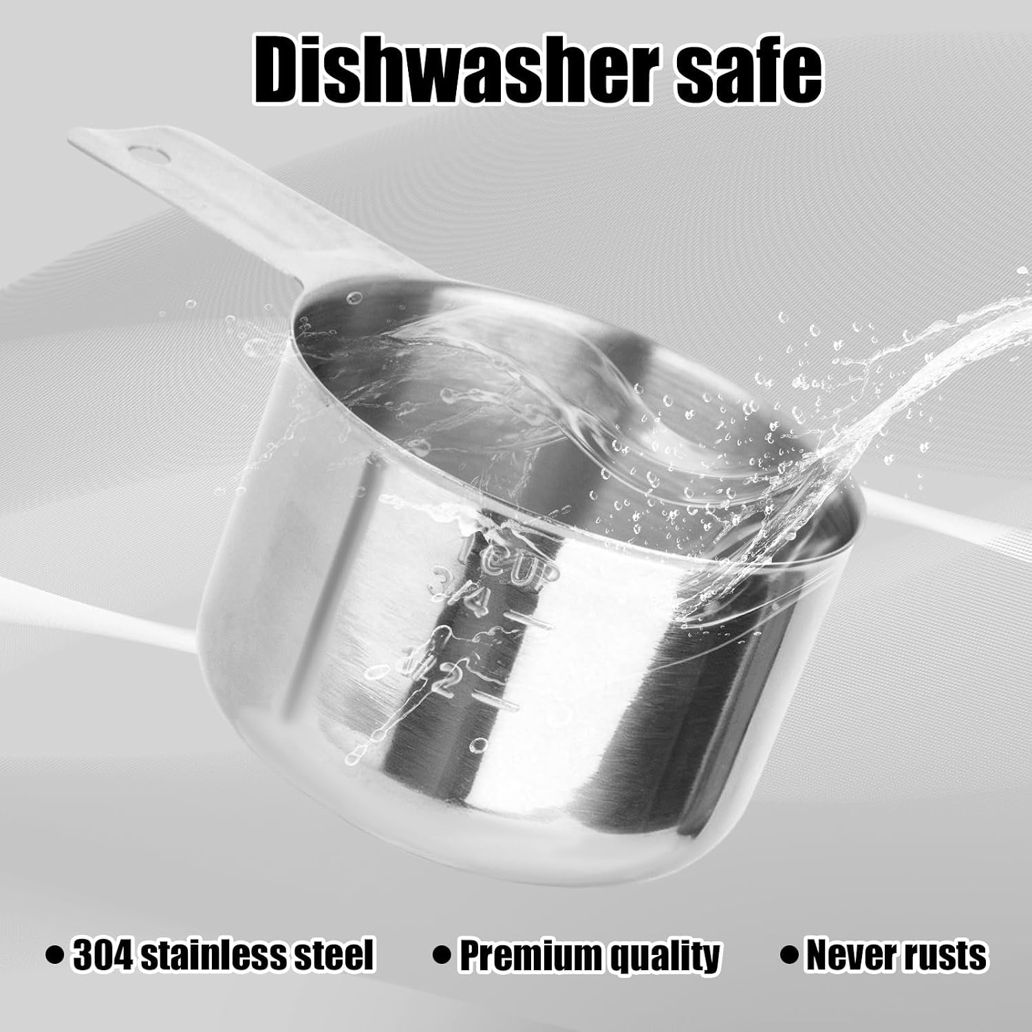 2pcs 1 Cup and 3/4 Measuring Cup Set, 250ml/8oz & 180ml/6oz Stainless Steel Metal Dry Measure Containers Scoop with Clear Markings Dishwasher Safe for Kitchen Cooking Baking Coffee Rice and Dog Food