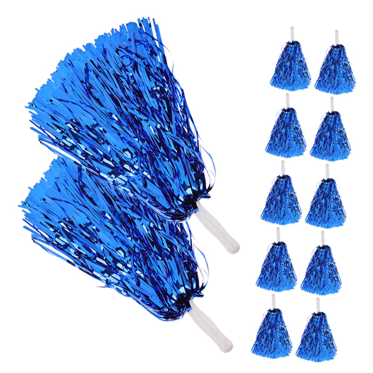 POPETPOP Metallic Foil Cheer Pom Poms Set 12 Pieces for Cheerleaders Sports Events and Dance Teams