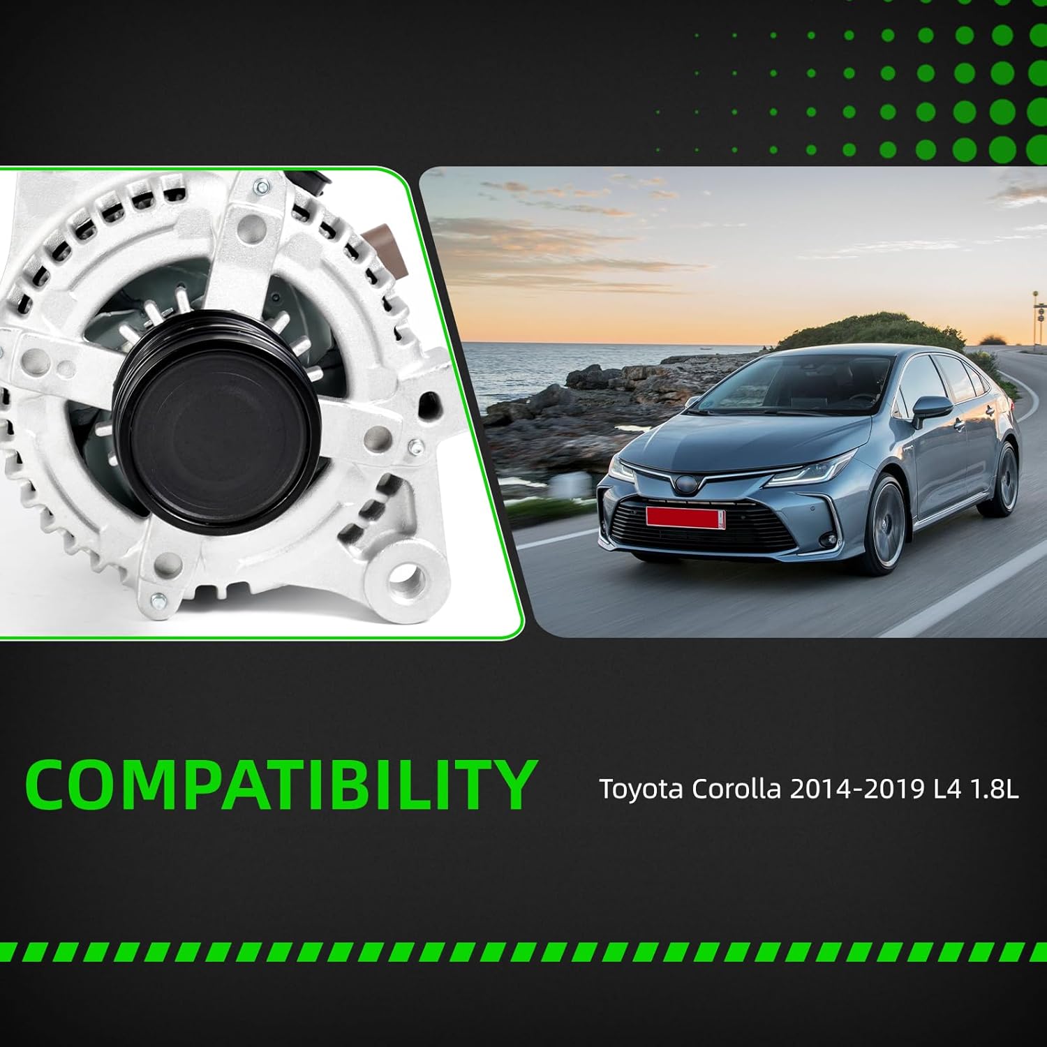 LEAPTREND NEW Alternator 12V 115A Fit for Toyota Corolla 2014-2018 L4 1.8L Replace 27060-0T230 27060-0T240 27060-0T320 1042107020 1042113301 1042113303