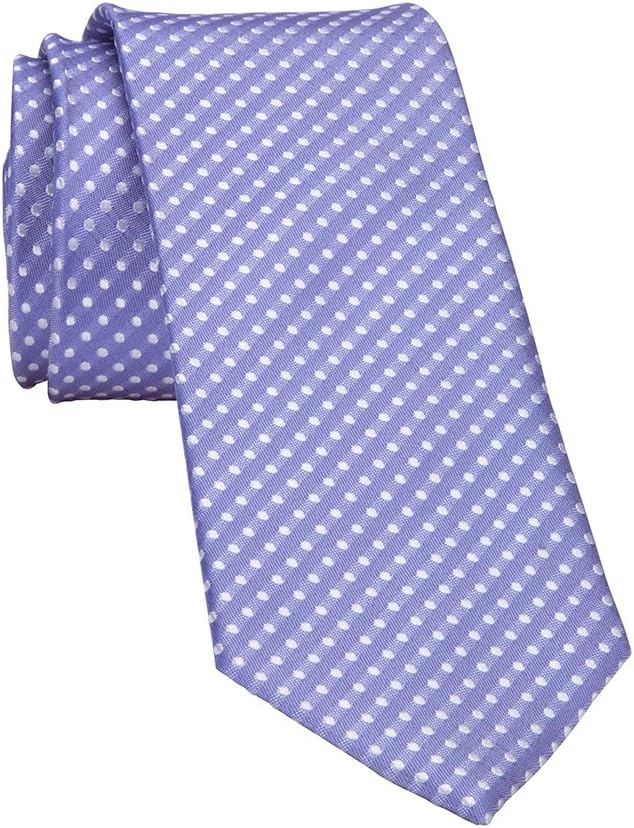 Donum Collection Purple Silk Mens Tie Necktie Modern Medium 2.5 Inch Width White Dots