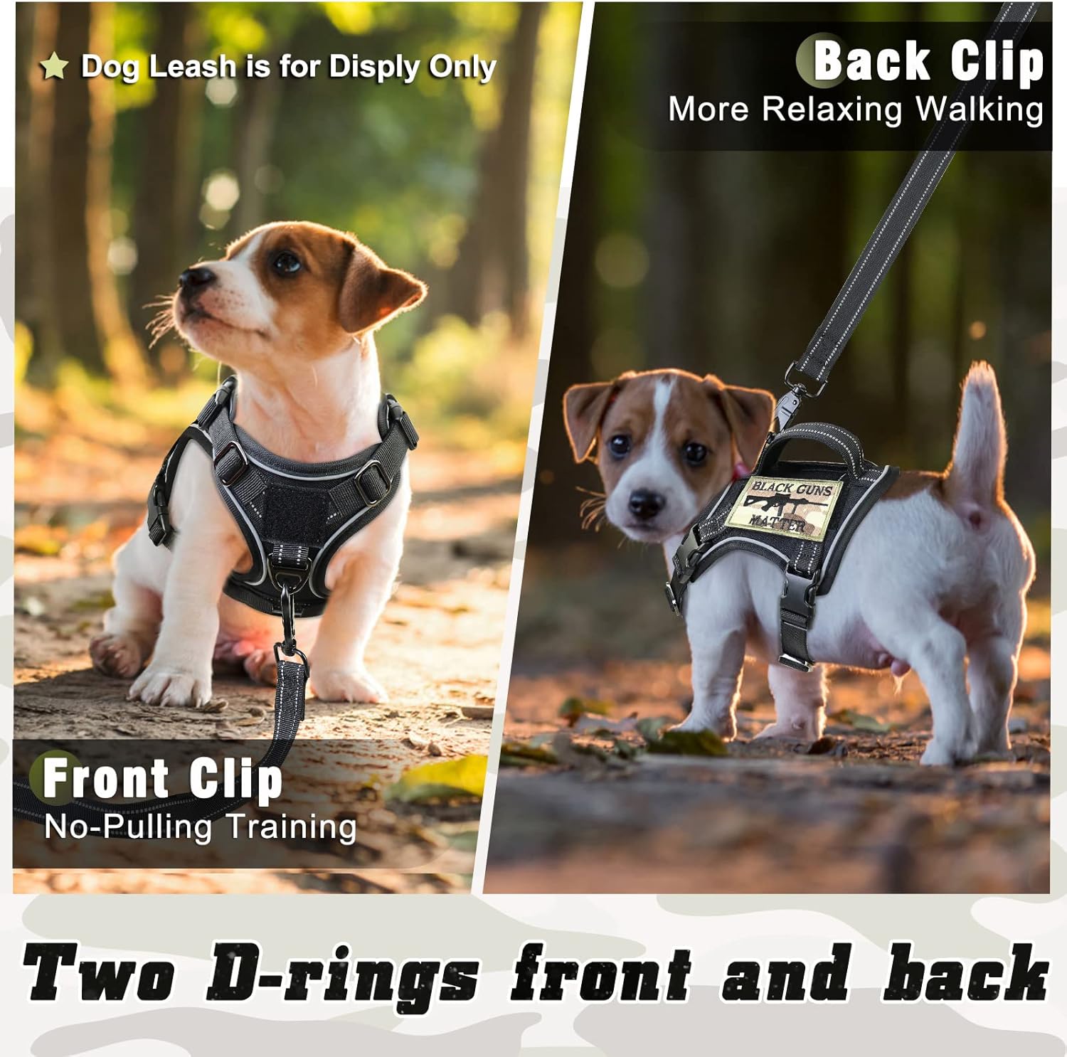 Tactical Dog Harness Small, Military K9 Puppy Vest Harness, No Pull Outdoor Training XS Dog Harness with Handle