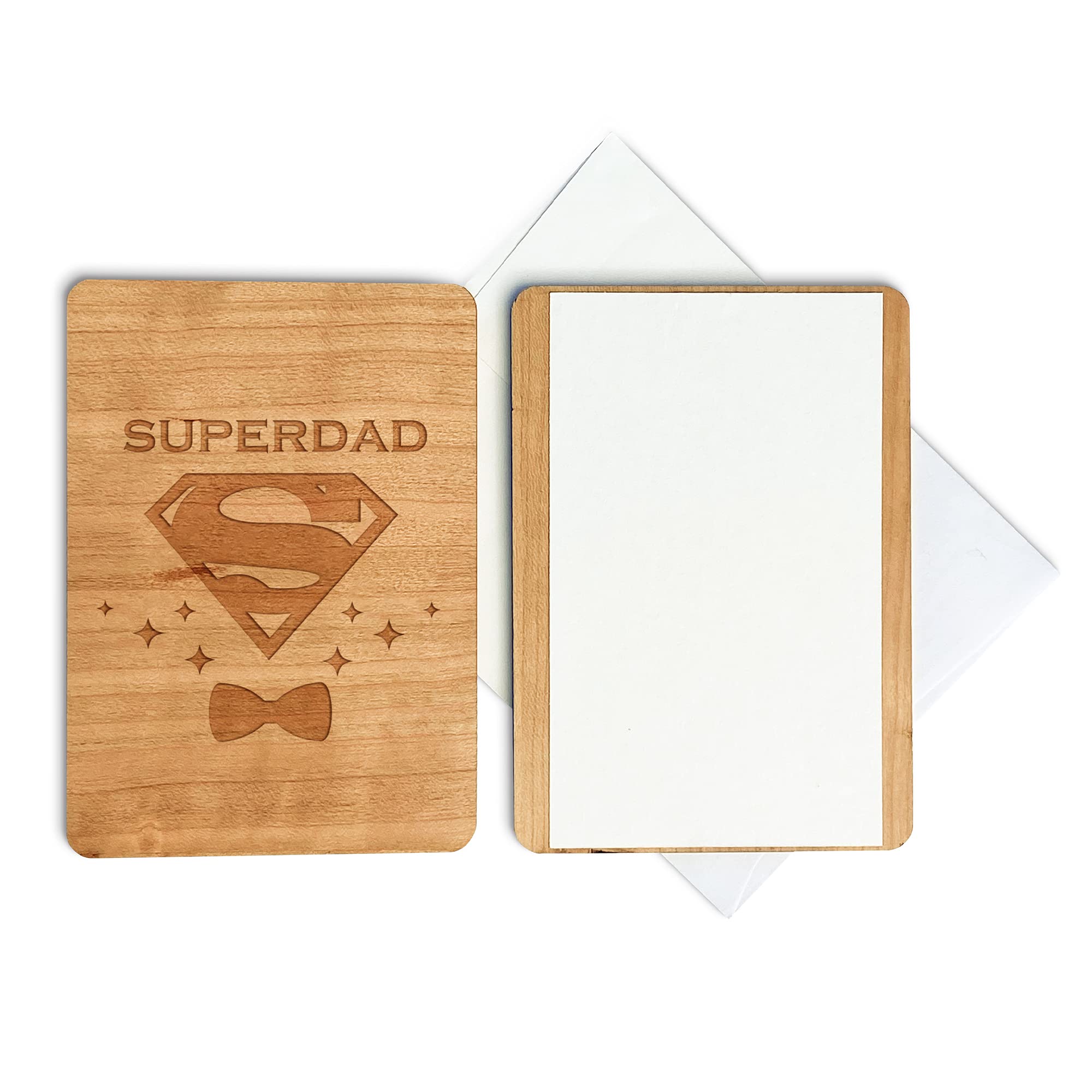 The Personalized Gift CoEngraved Wooden Greeting Card with Envelope for Superdad and Father