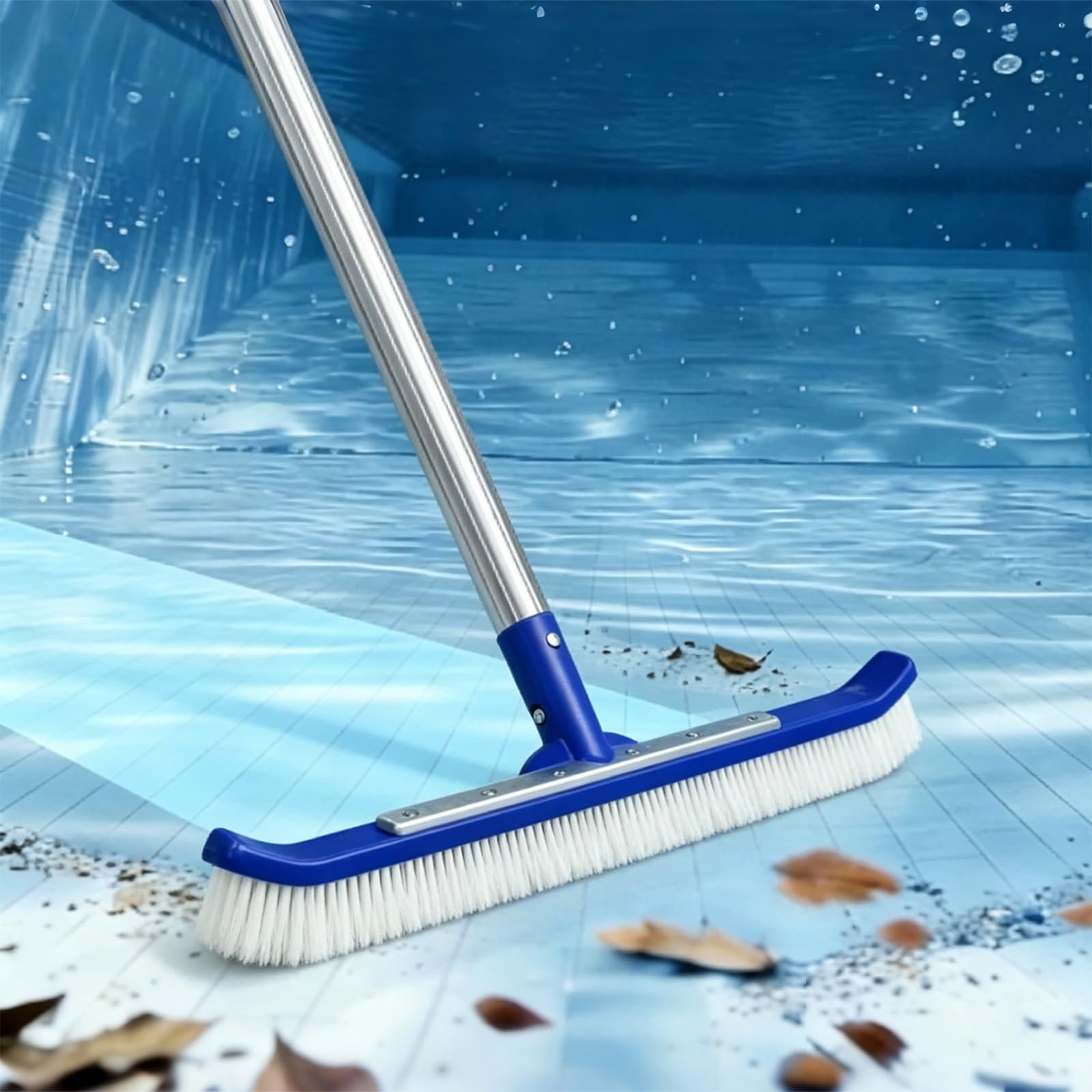 LZMZMQ Pool Brush and Skimmer Net with 303 224 186 114 39 inch Telescoping Pole, Pond Cleaning Tools for Outdoor Ponds, Pools Care Kit for Daily Pool Maintenance(114in/2.9m)