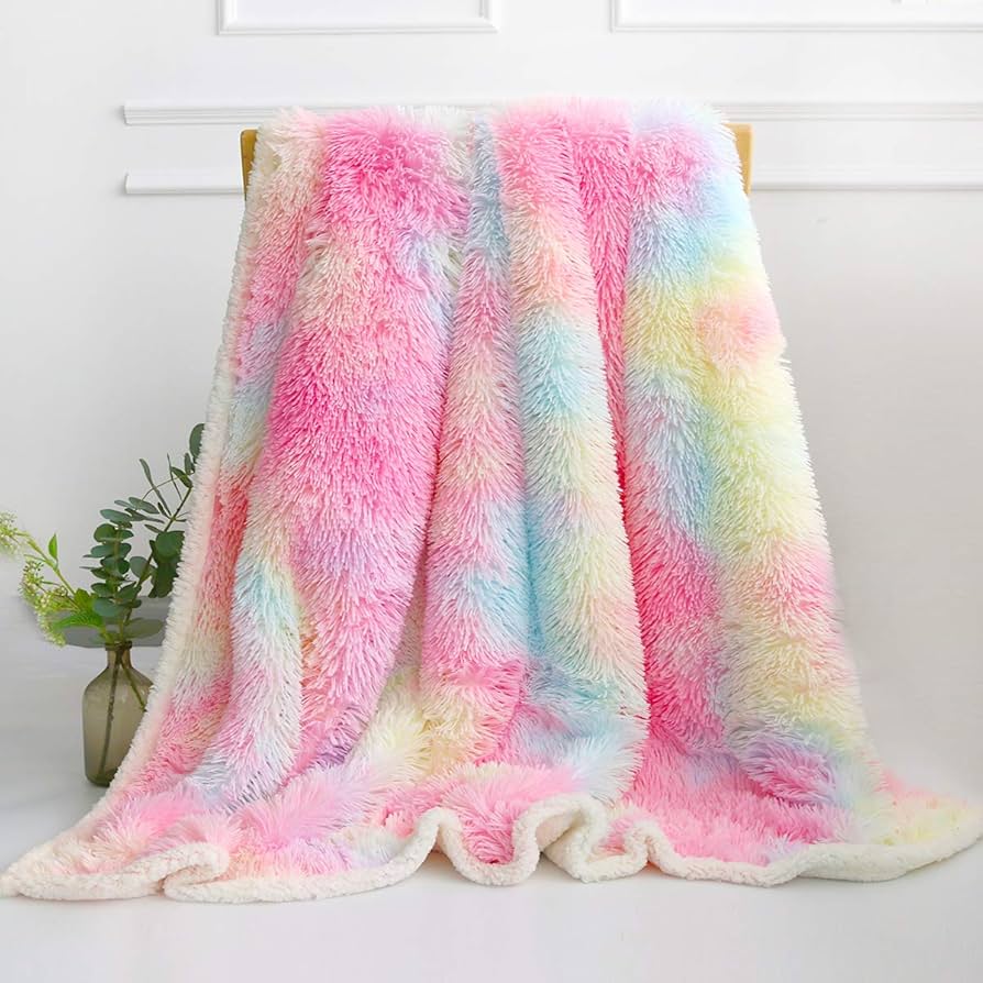 Amazon.com: BlessLiving Faux Fur Throw Blanket, Shaggy Tie