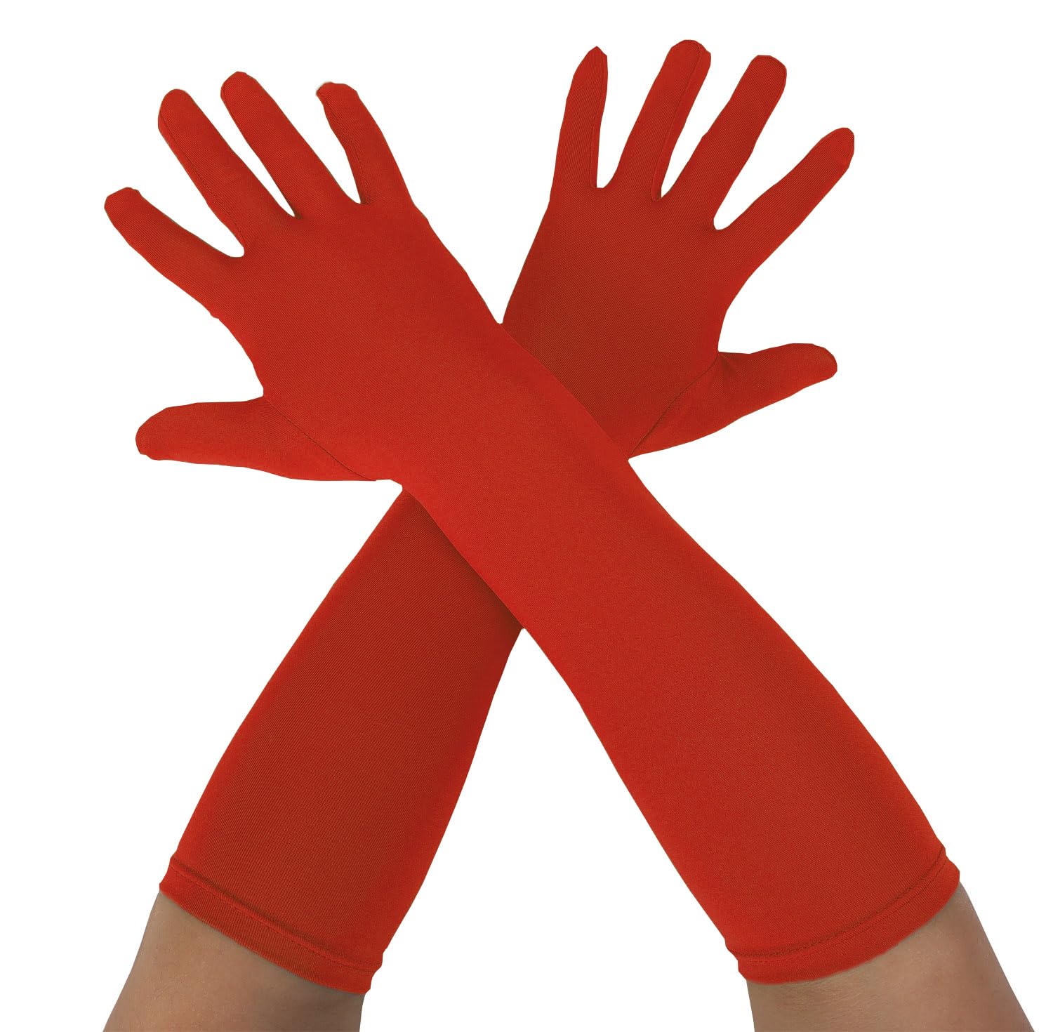 Gaoin Unisex Long Elbow Spandex Costume Party Gloves, Red, One Size