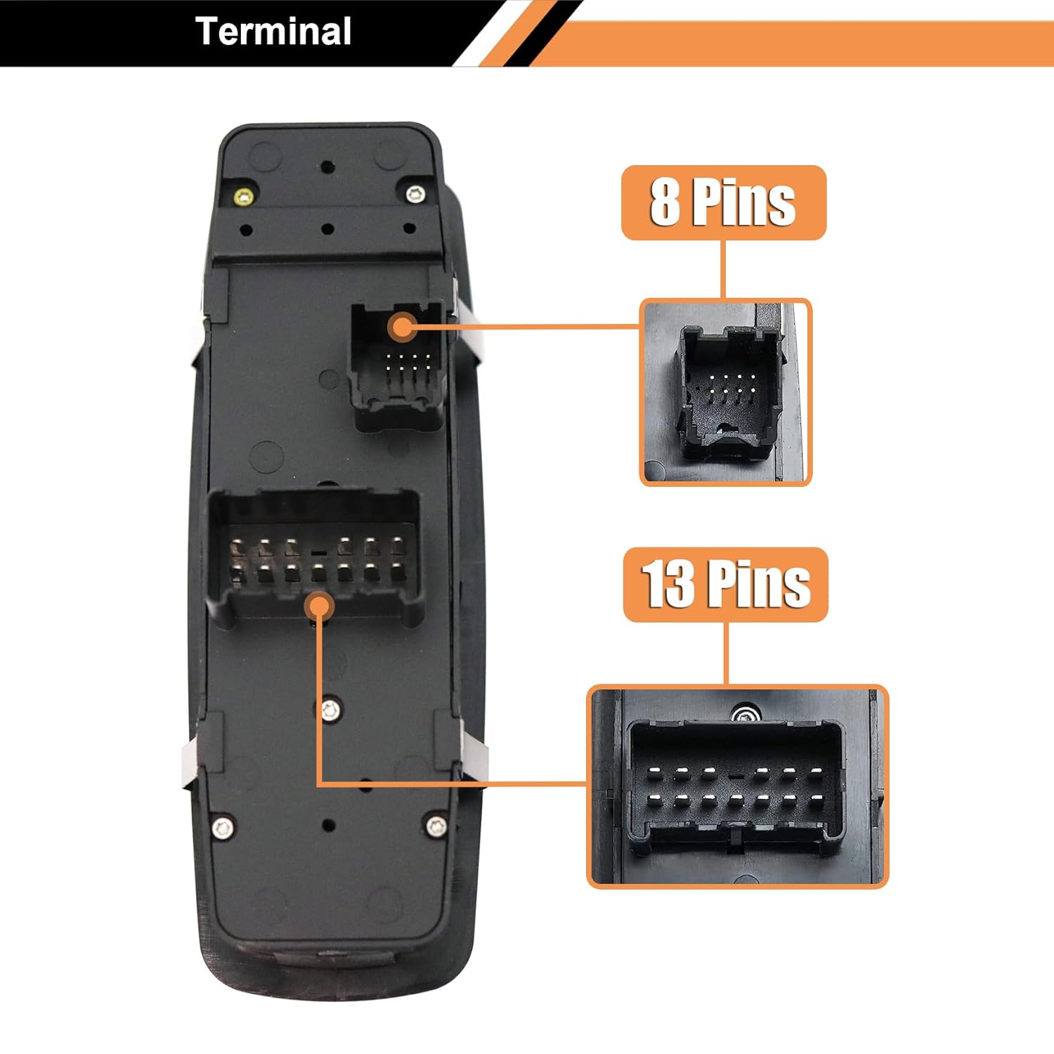 Woodzdon Driver Side Master Power Window Switch 68084001AD for Dodge Journey 2011-2016 Front Left 68084001AB 68084001AC for Dorman 901-486 (8+13 Pins) Single AUTO Direct Replacement Plug and Play