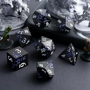 DNDND Glitter Blue D&D Metal Dice & DNDND DM Scree