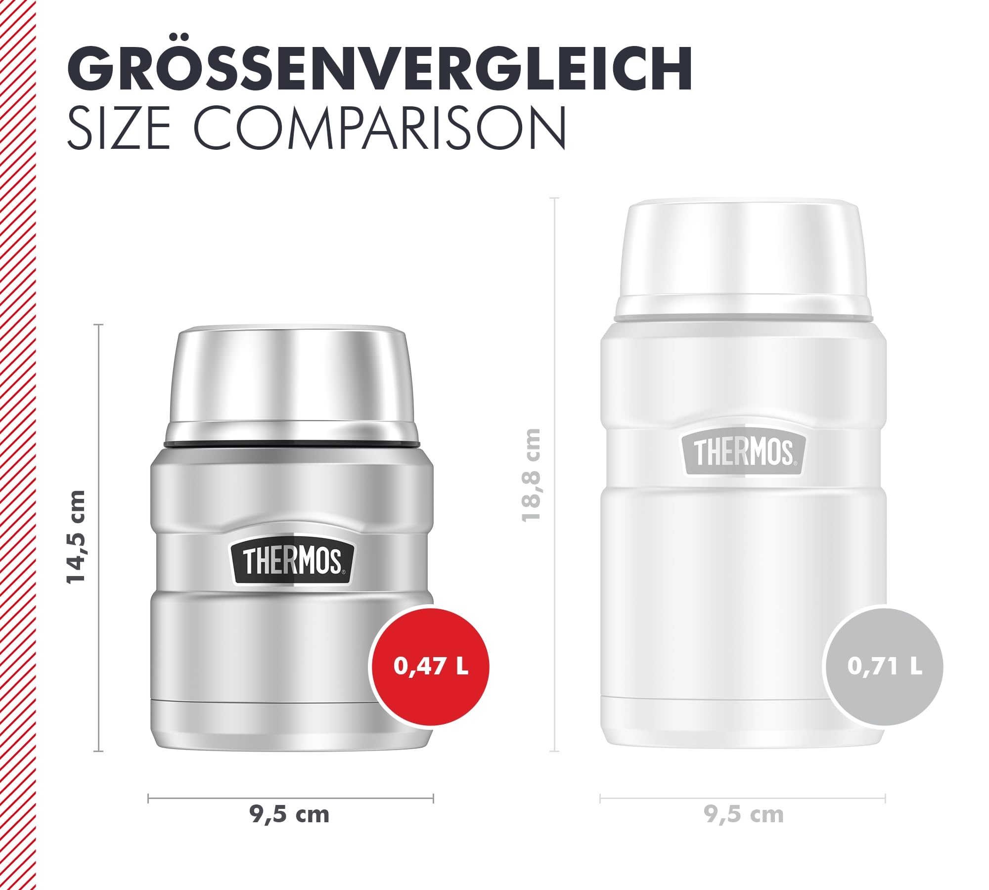 Récipient alimentaire isotherme Stainless King, 0,47l, Acier inoxydable, Mattiert, 9,7x9,7x14,2 cm