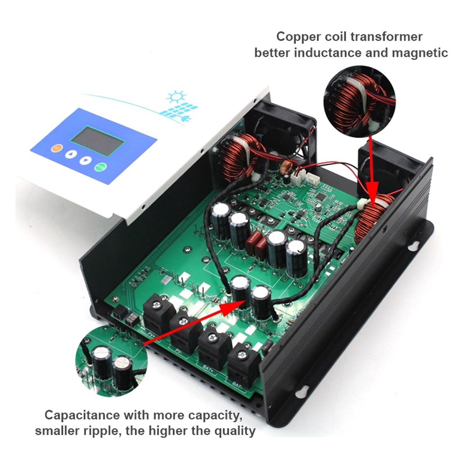 Kontroler Słoneczny MPPT 100A 36V Ładowarka Słoneczna Bateria 12V/24V/48V Ustawienie Ładowarki Maks. 150VDC Podświetlenie LCD Regulator łAtwy W ObsłUdze(MPPT-10048)